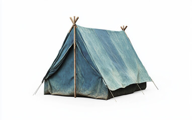 A compact canvas tent symbolizing emergency housing for displaced families Isolated on white Background