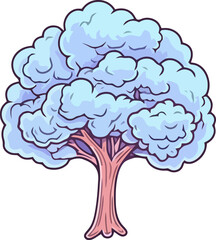 Pastel Dream Tree: A whimsical illustration of a tree with a fluffy, pastel blue crown and a light pink trunk, evoking a sense of calm and fantasy.