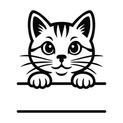 Cute Cat Peeking Adorable Line Art Design for Crafts and Stickers