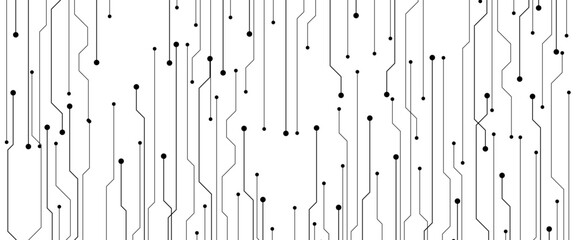 Abstract Technology Background, grey circuit board pattern, microchip, power line, blank space