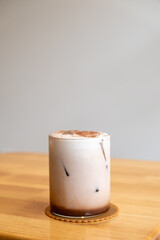 A glass of iced chocolate on the table