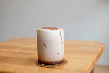 A glass of iced chocolate on the table