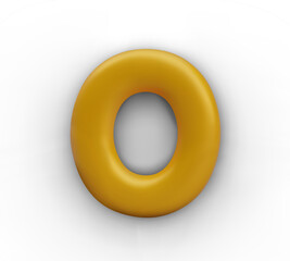 Golden letter O for invitations, greetings, advertising. Vector realistic element on white background. Festive model for creating virtual texts in luxurious style