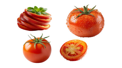 Delicious tomato set isolated tomato png transparent tomato slice imagery for food enthusiasts in a culinary environment