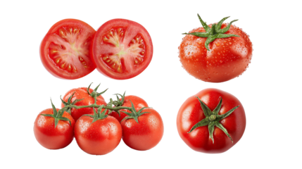 Captivating tomato set isolated tomato png and transparent tomato slice images perfect for food graphics in a culinary environment