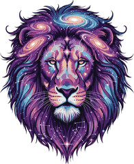 Galaxy lion majestic vibrant vector illustration