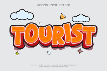 Tourist 3D vector text effect