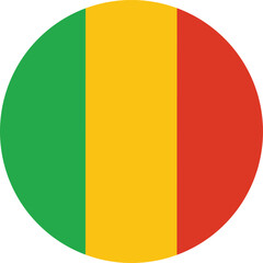 Fototapeta premium mali flag icon in circular shape, african country symbol, tricolor vector design
