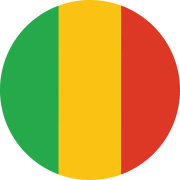 mali flag icon in circular shape, african country symbol, tricolor vector design

