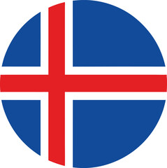 Obraz premium iceland flag icon in circular shape, nordic cross symbol, vector national design