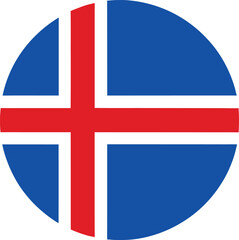 Obraz premium iceland flag icon in circular shape, nordic cross symbol, vector national design