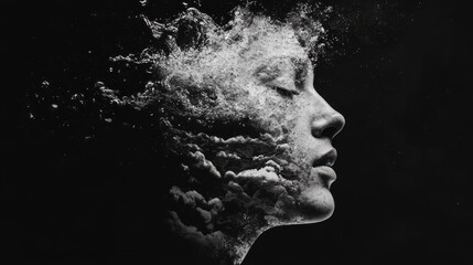 Abstract woman submerged in water