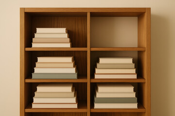 Wooden Bookshelf with Books
