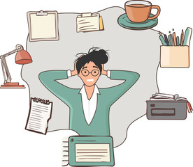 a female office worker who is stressed due to work pressure, too much work and panic