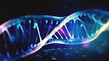 Dna molecule structure that is moving and rotating with anti aging genome editing concepts.Medical technology or biotechnology. - Powered by Adobe