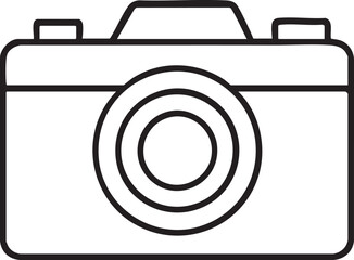 Simple Camera Outline Icon Black and White Illustration of a Classic Photography Device for Creative Projects