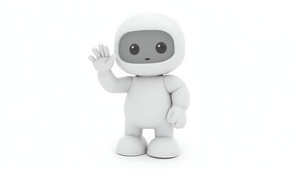 Naklejka premium Friendly white robot waving hello 3d render