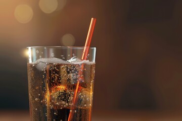 Ultra Hd Image of a Glass of Soda with a Straw in it and a Straw in it