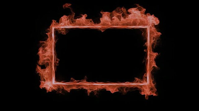 Fire flames, burning frame spinning on dark color.background for key visual background