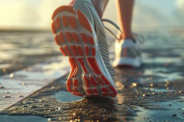Vibrant Picture of CloseUp of Athletes Running Shoe in Motion Generated by Ai