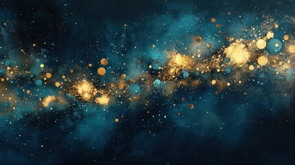 Fototapeta premium Abstract Cosmic Night Sky Background with Golden Glitter