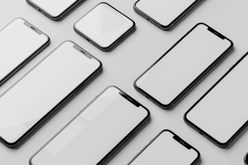 Pixel Perfect Picture of Various Phone Angles Isolated Mockup