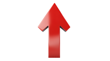Rising red arrow 3d render icon on white background

