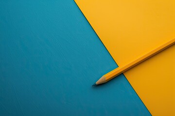 High Detail Image of Blue and Yellow Stationary Flat Lay