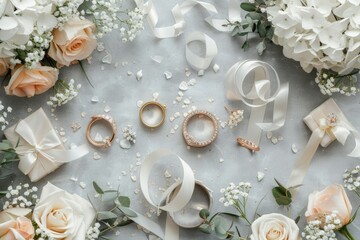 Flawless Picture of Flat Lay Layout of Wedding Details Top View