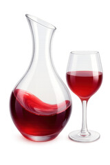 Elegant glass decanter and wine glass filled with rich red wine, showcasing beauty of wine pairing. smooth curves of decanter enhance visual appeal, inviting enjoyment