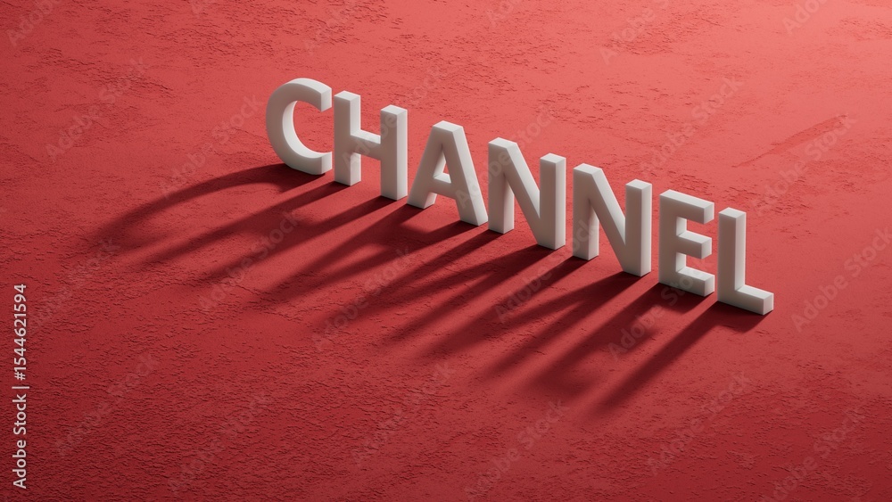 Poster word channel made with shadow of 3d charcaters.close up of shadow of 3d charcaters,business concept.