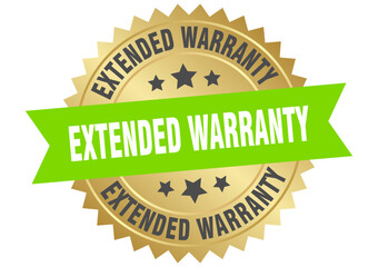 extended warranty. extended warranty round green and gold label isolated on transparent background