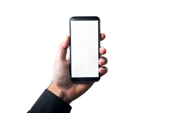 Hand Holding Blank Smartphone Display