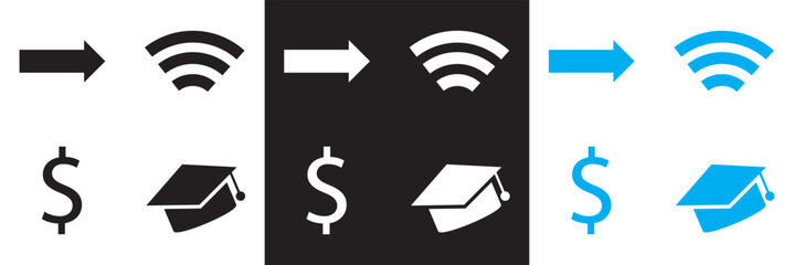 Icons for public navigation. Vector for websites, mobile interfaces, presentations, banner, visual branding etc. Vector illustration. isolated on white and black background. EPS 10