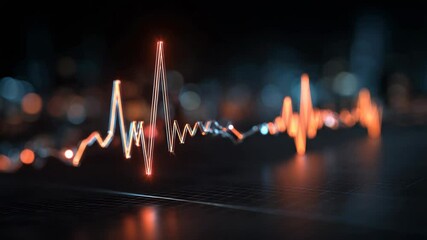 pulse neon light line glowing on dark black background - Powered by Adobe