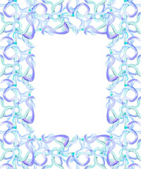 Abstract frame with curved linear composition of colorful intertwined neon lines. Vecto