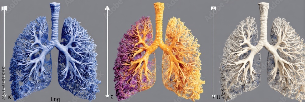 Poster 3D Clean Lung Model Illustrating Airflow Disruption With Directional Arrows Highlighting Respiratory Issues