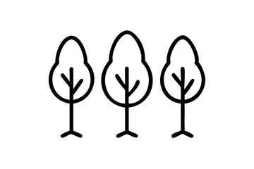 Tree icon set, line art and outline vector icon
