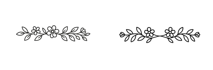 Decorative floral borders in elegant line art style suitable for various creative projects
