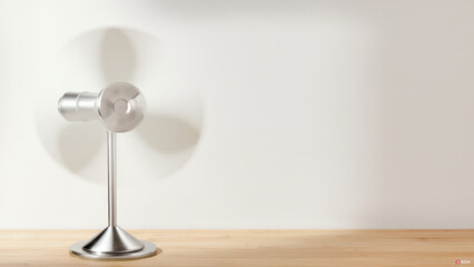 Modern minimalist silver desk fan cooling breeze