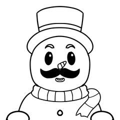 snowman character closeup illustration hand drawn outline vector