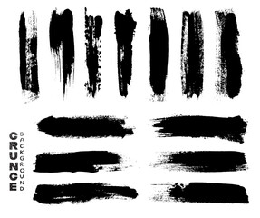 Black ink brush stroke set