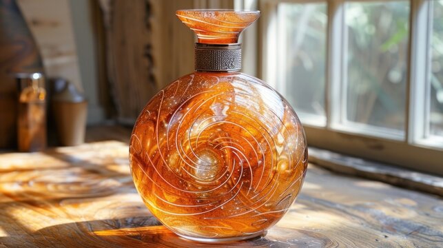 Amber Glass Perfume Bottle: Sunlit Elegance