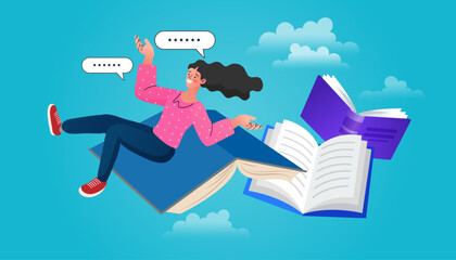 Online education concept. Welcome back to school. Flat design pattern with child. Laptop with educational app in the screen. E-learning platform. Distance lessons, video course, internet class. vector
