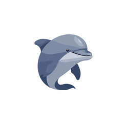 Obraz premium Stylized Gray Dolphin with Sleek Lines and a Gentle Smile Illustration.