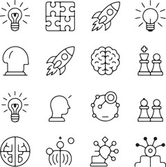 Restaurant Food and Dining Line Art Icons Set