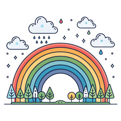 Vector Rainbow PNG &ndash; Transparent Arch Effect Icon After Rain on Clear Background