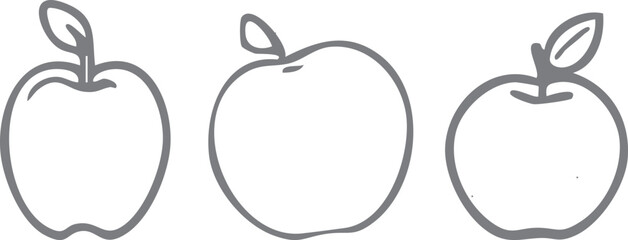 Vector outline 3 apples minimalist line art image