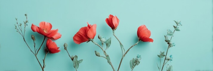 Scarlet poppies dance joyously against a turquoise sea, evoking Persian Nowruz rebirth and whimsical midsummer dreams