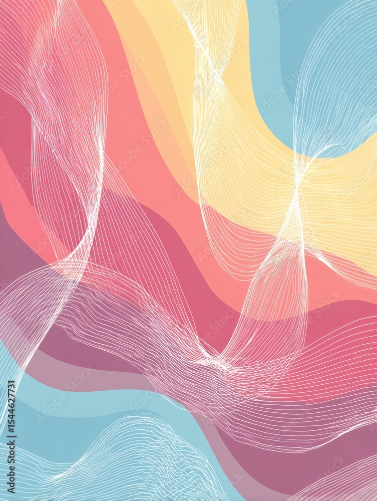 Aufkleber flowing abstract lines in calm pastel hues creating a sense of tranquility and connection